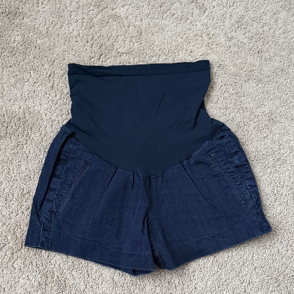 Luxe Essentials Apparel Navy Maternity Jean Shorts
